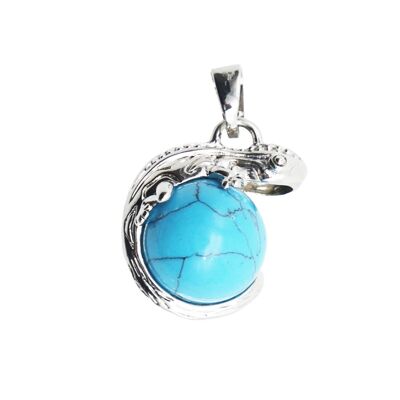 Blue Howlite Pendant - Lizard