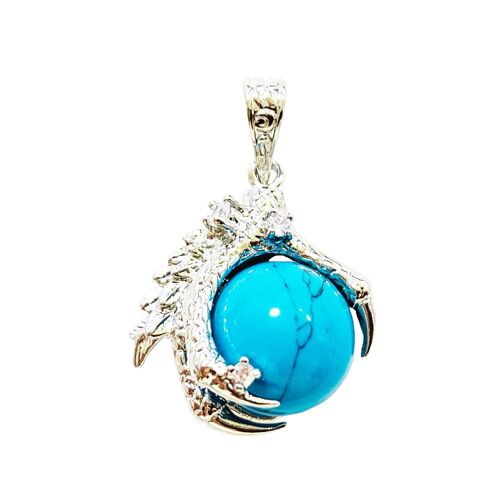 Pendentif Howlite bleue - Main de Dragon