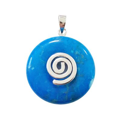 Blue Howlite pendant - Chinese PI or Donut 20mm