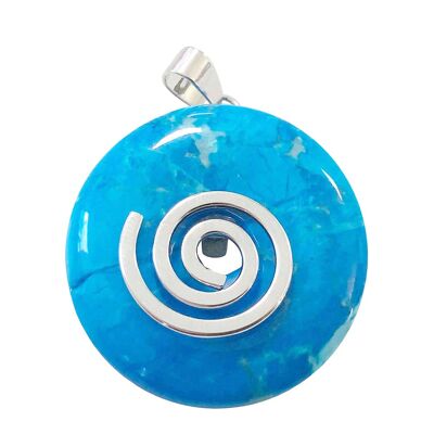 Blue Howlite pendant - Chinese PI or Donut 30mm