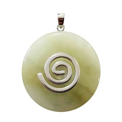 Green Jade Pendant - Chinese PI or Donut 40mm