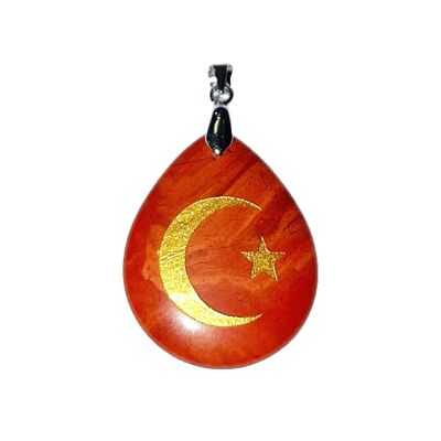 Pendentif Jaspe rouge - Étoile et croissant