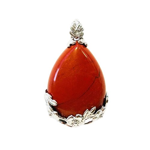 Pendentif Jaspe rouge - Goutte fleurie