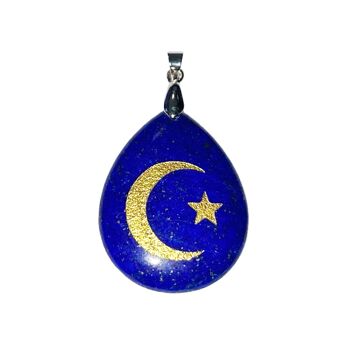 Pendentif Lapis-lazuli - Étoile et croissant 1