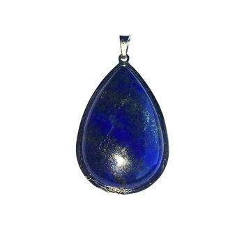 Pendentif Lapis-lazuli - Goutte monté acier 1