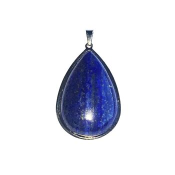 Pendentif Lapis-lazuli - Goutte monté acier 2
