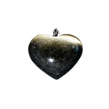 Pendentif Obsidienne dorée - Petit Cœur 2
