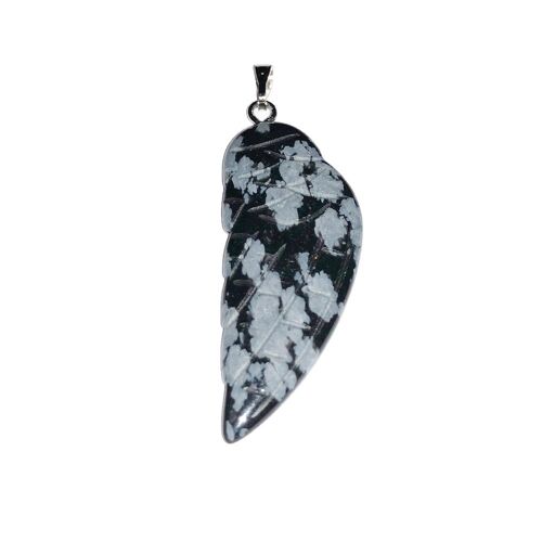 Pendentif Obsidienne neige - Aile d'ange