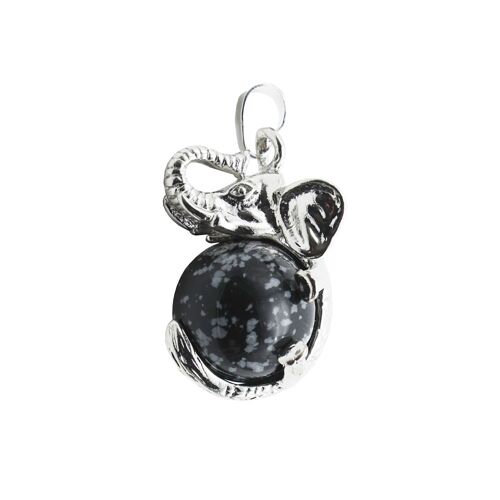 Pendentif Obsidienne neige - Éléphant