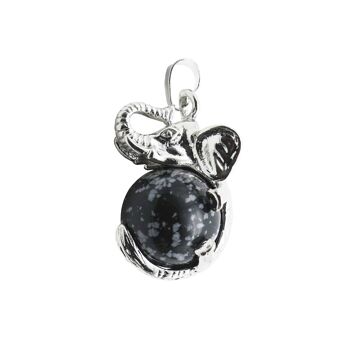 Pendentif Obsidienne neige - Éléphant 1