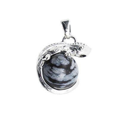 Snow Obsidian Pendant - Lizard