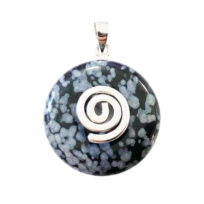 Snow Obsidian Pendant - Chinese PI or Donut 20mm
