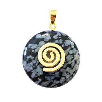 Pendentif Obsidienne neige - PI Chinois ou Donut 20mm 2