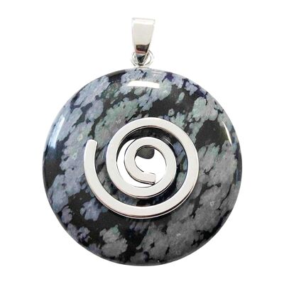 Snow Obsidian Pendant - Chinese PI or Donut 30mm