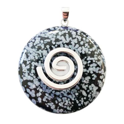 Snow Obsidian Pendant - Chinese PI or Donut 40mm