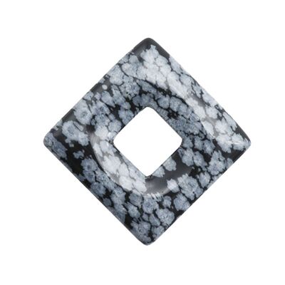 Snow Obsidian Pendant - Chinese PI or Square Donut