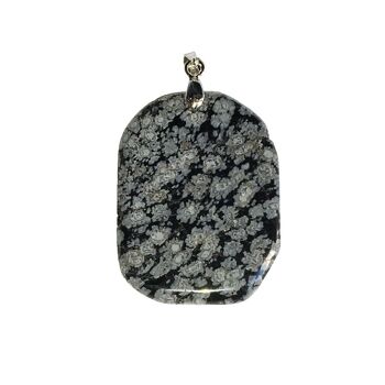 Pendentif Obsidienne neige - Pierre plate 1