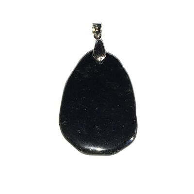 Black obsidian pendant - Flat stone