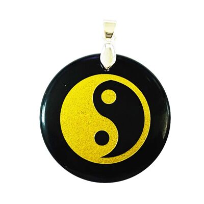 Black Obsidian Pendant - Taoist Yin-Yang