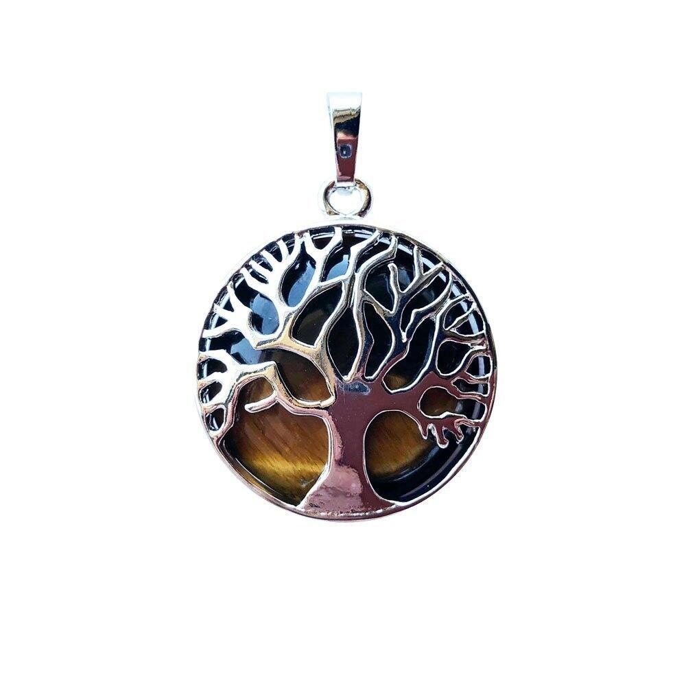 Tiger eye pendant - tree of life