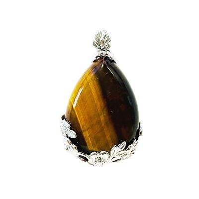 Pendentif Oeil de tigre - Goutte fleurie