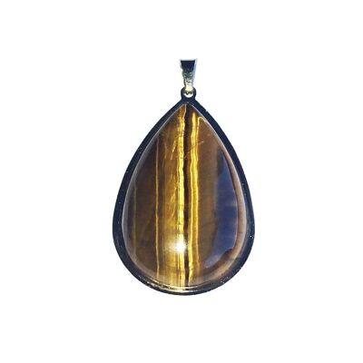 Pendentif Oeil de tigre - Goutte monté acier