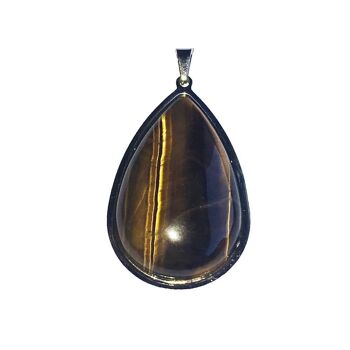 Pendentif Oeil de tigre - Goutte monté acier 2