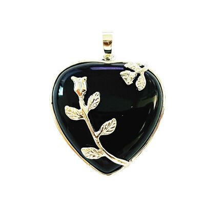 Onyx pendant - Floral heart
