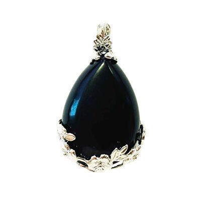 Pendentif Onyx - Goutte fleurie