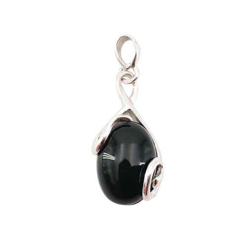 Pendentif Onyx noir "Océane" - Ovale - Argent 925