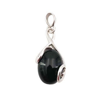 Pendentif Onyx noir "Océane" - Ovale - Argent 925 2