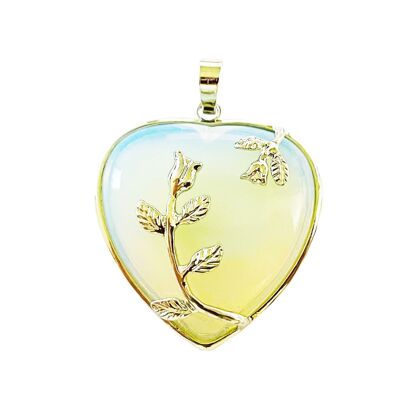 Pendentif Opale synthéthique - Coeur fleuri