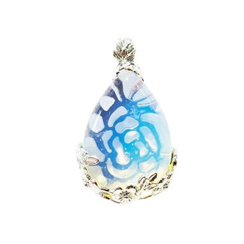 Pendentif Opale synthétique - Goutte fleurie 1