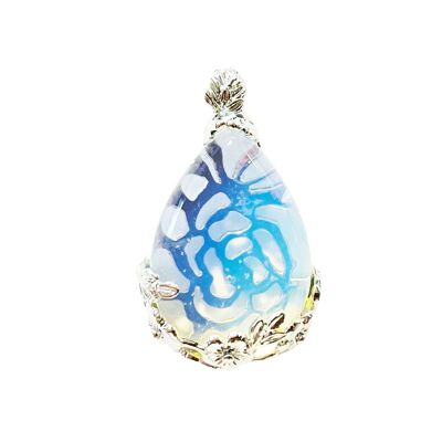 Pendentif Opale synthétique - Goutte fleurie