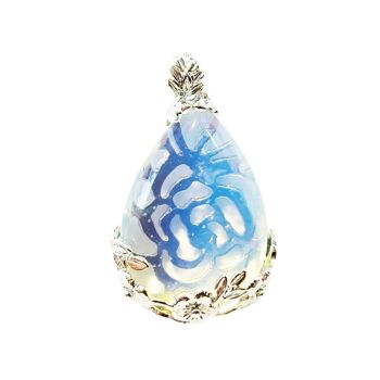 Pendentif Opale synthétique - Goutte fleurie 2