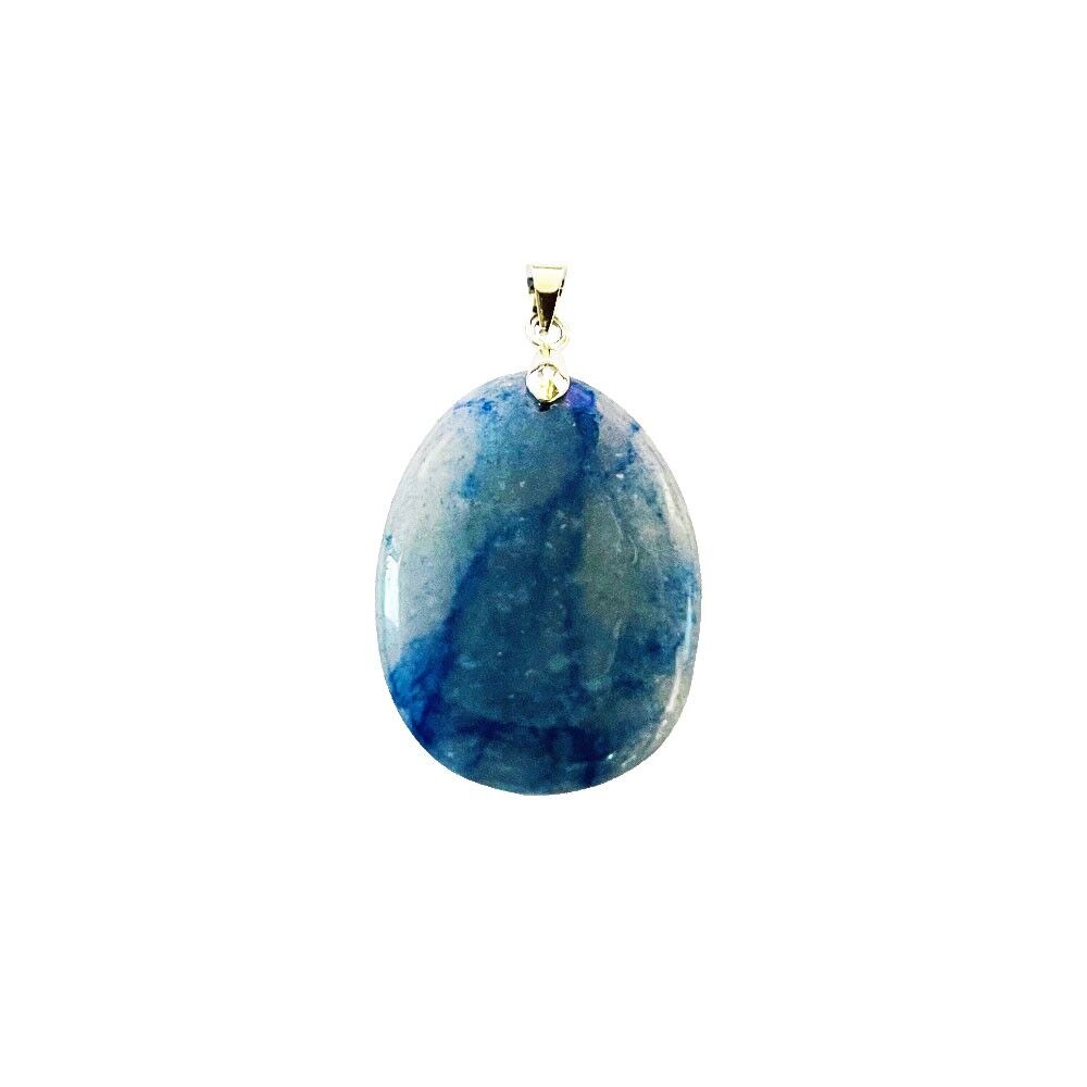 Pendentif Quartz bleu - Pierre plate