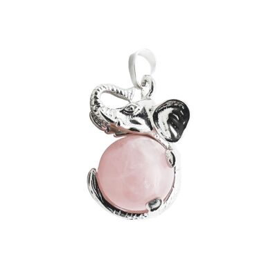 Rose Quartz Pendant - Elephant