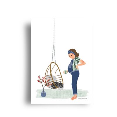 carte postale - serie bellycards - 'chaise suspendue'