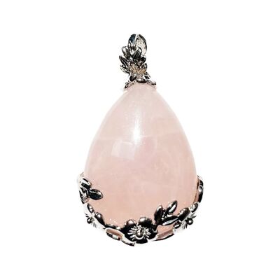 Rose Quartz Pendant - Flowery Drop