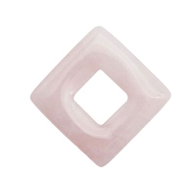 Ciondolo in quarzo rosa - PI cinese o ciambella quadrata