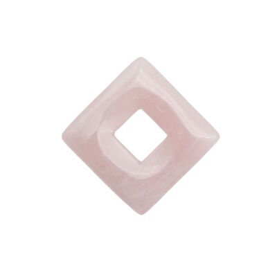 Ciondolo in quarzo rosa - PI cinese o piccola ciambella quadrata