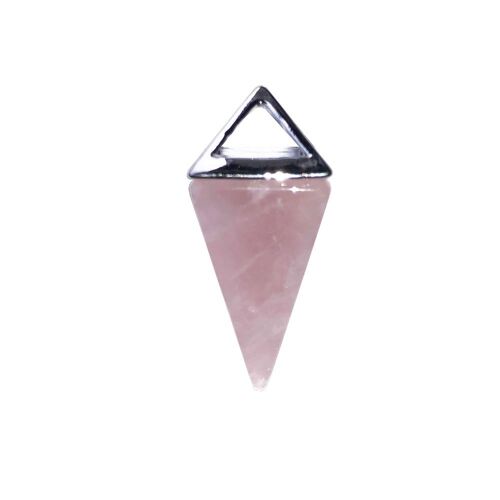 Pendentif Quartz rose - Pyramide Argent