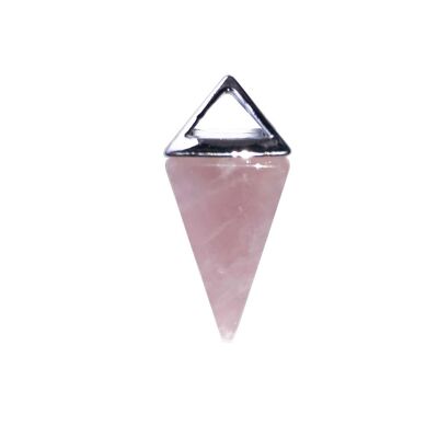 Rose Quartz Pendant - Silver Pyramid