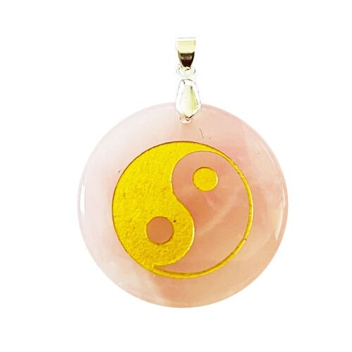 Pendentif Quartz rose - Taoïste Yin-Yang