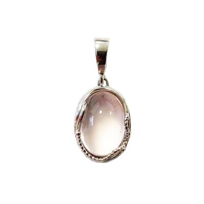 Rose Quartz pendant "Nasturtium" - Oval - Silver 925