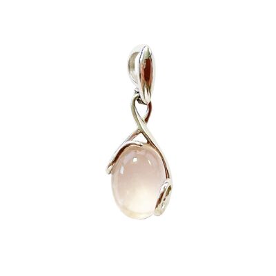 “Ocean” rose quartz pendant – Oval – 925 silver