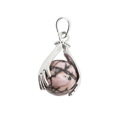 Rhodochrosite pendant - Two hands