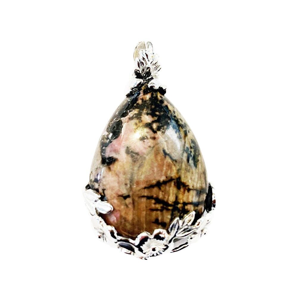 Rhodochrosite pendant - Flowery drop