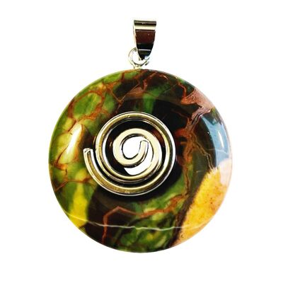 Flower Rhyolite Pendant - Chinese PI or Donut 30mm