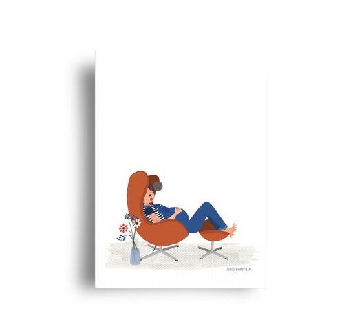 postcard - serie bellycards - 'egg chair'